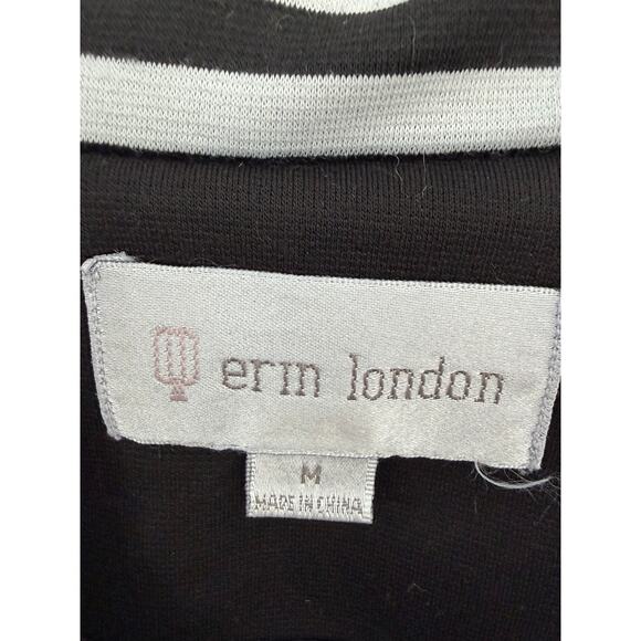 Erin London Black White Striped Moto Zip Jacket Medium - Picture 4 of 6